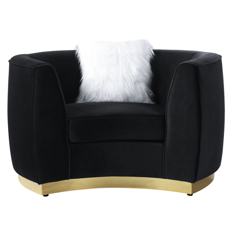 Chaise avec coussin Achelle en velours noir