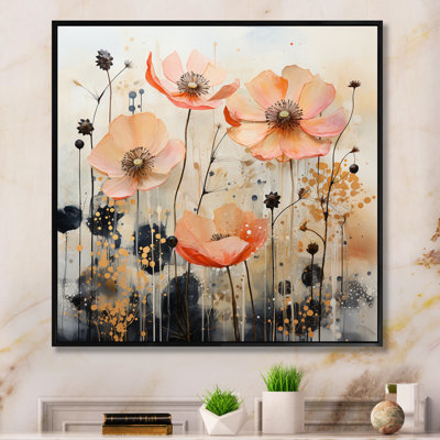 Peach Blossoming Abstractions I On Canvas Print