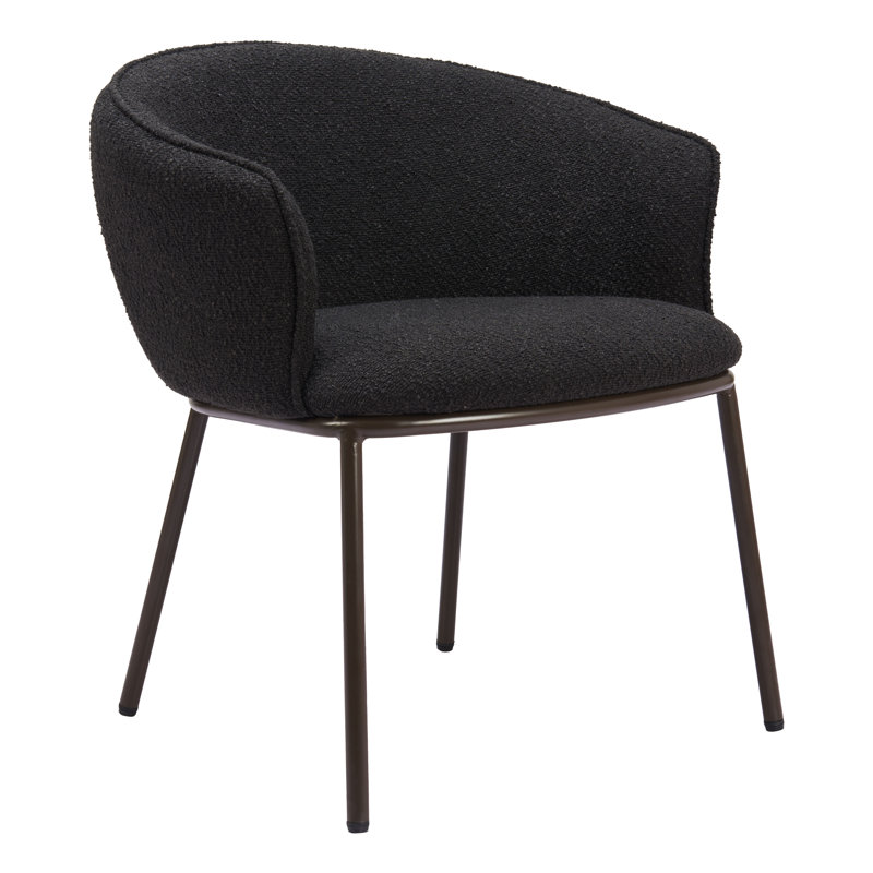 Chaise de salle à manger en polyester, Noir, Bronze