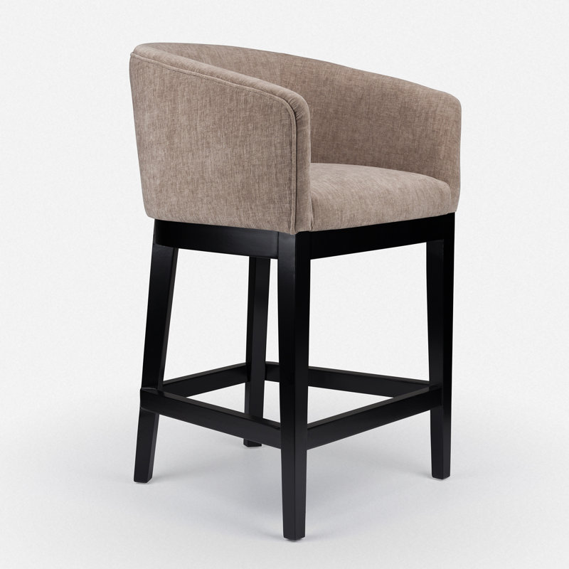 Upholstered Wooden Frame Bar Stool, Brown