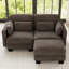 Causeuse en chenille capitonnée et modulaire, 2 pièces, causeuse avec repose-pieds mobile, brun, coussins en mousse à haute résilience-1746412949-1746412955