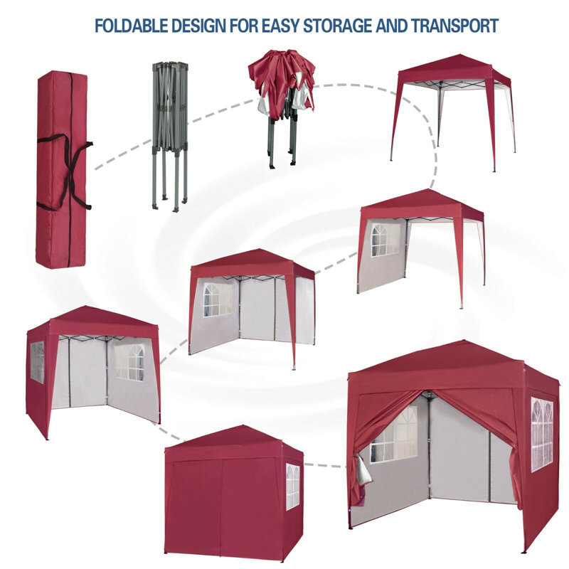 Jarrow Aluminium 2m x 2m Pop-Up Gazebo, Red