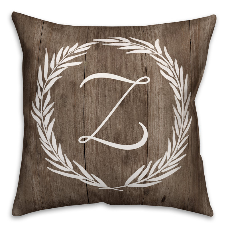  Wreath Initial Throw Pillow, Z