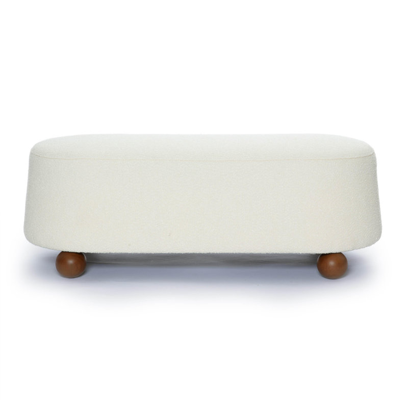 Grand repose-pieds Rumfelt, Crème, crème, Bois naturel