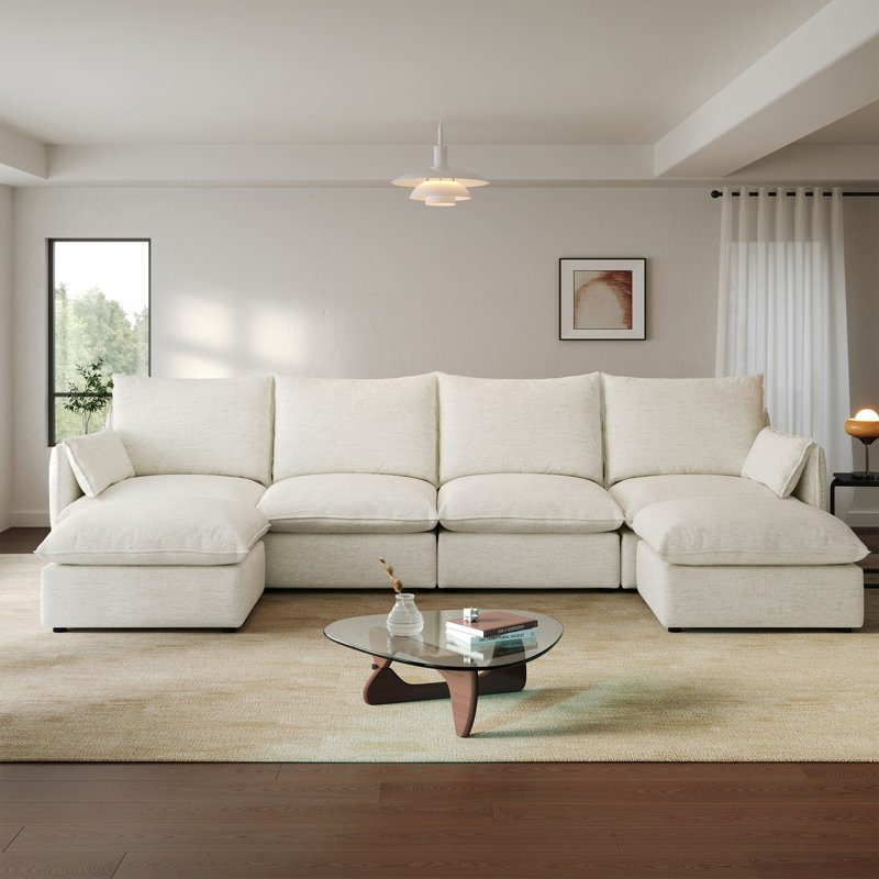 Canapé rembourré en nuage, canapé modulaire modulaire, canapé confort rembourré de duvet moderne avec housse amovible pour salon, siège profond