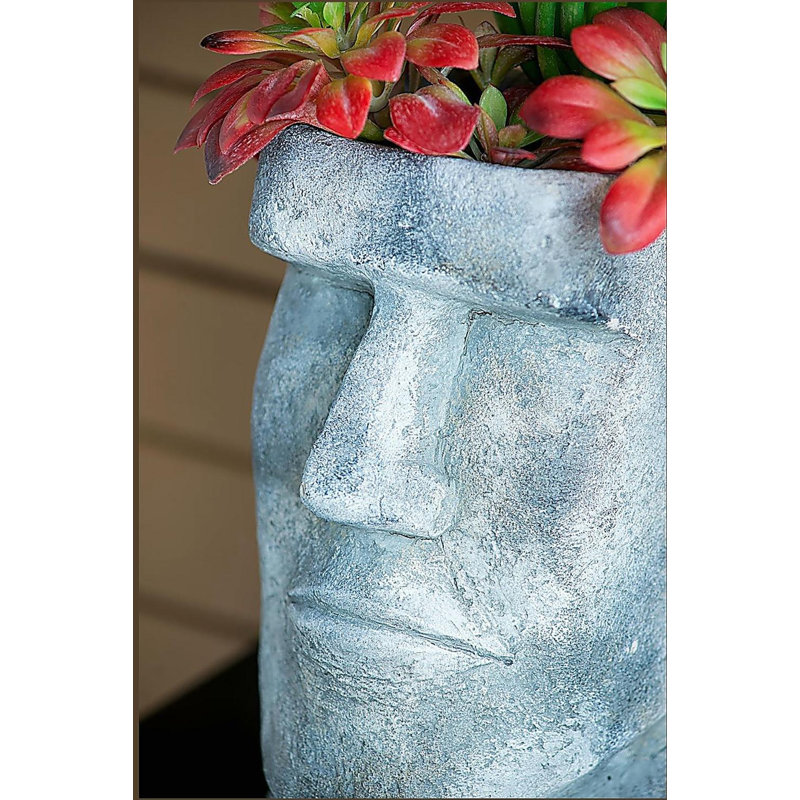 5x5.5x9" Easter Island Cement Planter