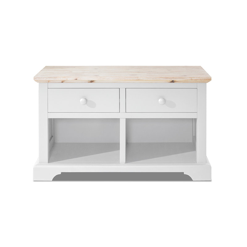 Doria Solid Wood Storage Bench, White