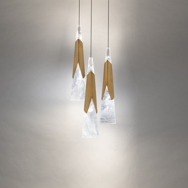 Kilt LED Multi-Light Pendant, Laiton vieilli, H 16 po x l 12 po x P 12 po, 3