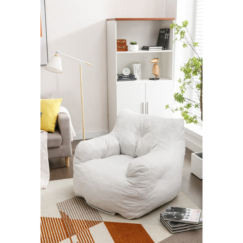 Fauteuil à billes en tissu, Mélange de coton ivoire