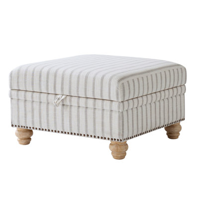 Laura Farmhouse Ottoman With Solid Wood Legs by Alcott Hill