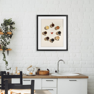Circle Of Coffee Mugs Framed Print Under Glass, design by Arlington Prints