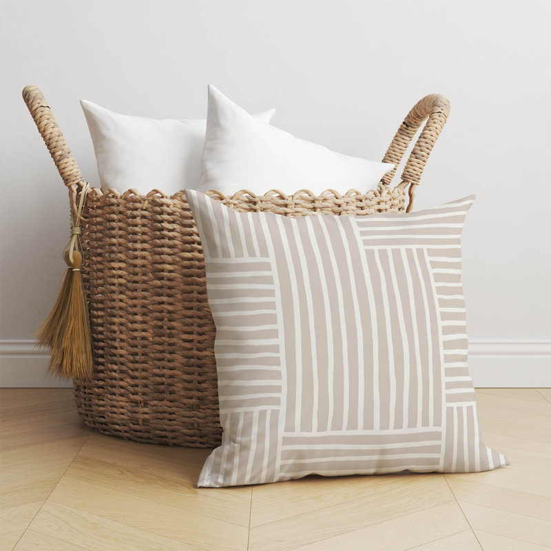 Coussin Grid Puz, H 20 po x l 20 po, Taupe / géométrique