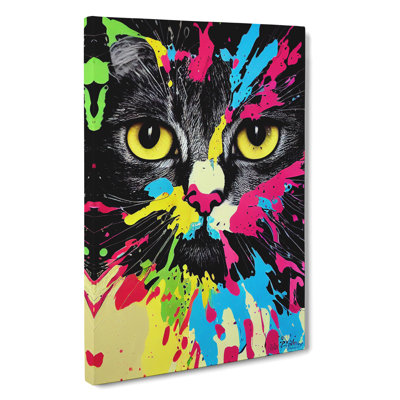 Paint Splat Cat No.6 - Wrapped Canvas