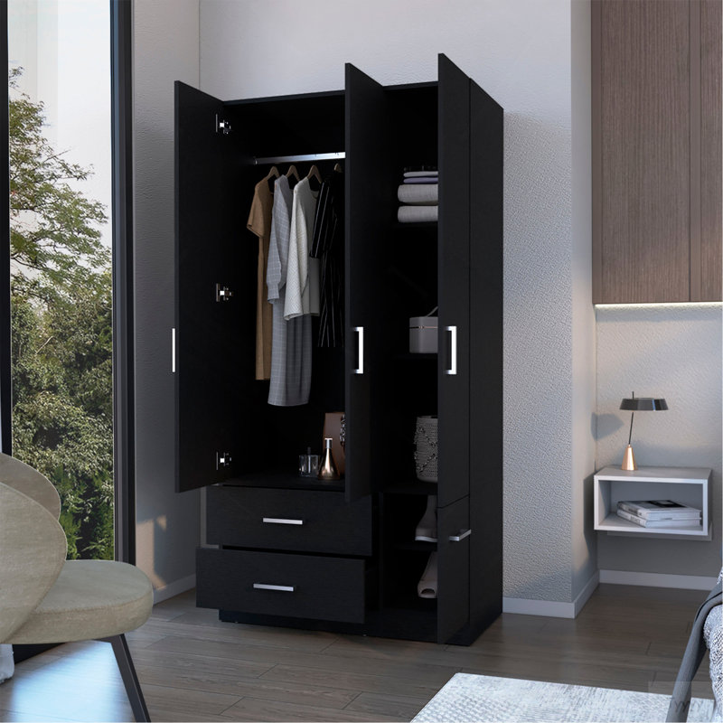 Armoire 4 portes 2 tiroirs Wenge, Wengé