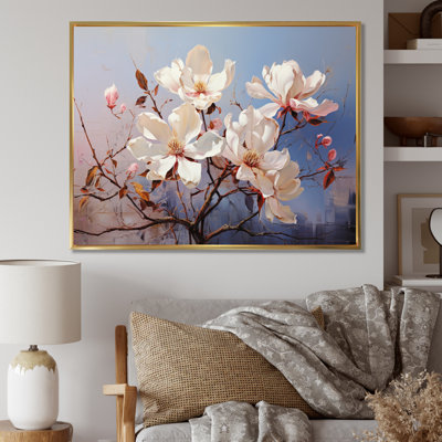 " White Blue Magnolias Romantic Impression "