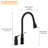 Kitchen Sink Faucet, Separate Handle, Matte Black Color Scheme, Single Style For Smooth Temperature And Flow Regulation, 360 Rotating Pull-Down , Ceramic Sealing Technology In Cartridge, Spray Stream