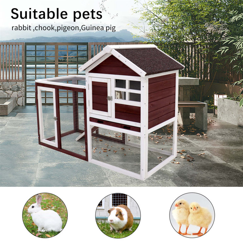 Cage pour petits animaux résistante aux intempéries Demarquise, H 36,3 po x l 24,4 po x P 48 po, Rouge vin