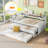 Twin XL Wood Daybed with 2 Trundles, Storage Cubbies, LED Light, USB Charging Bed Frame, White-288059814