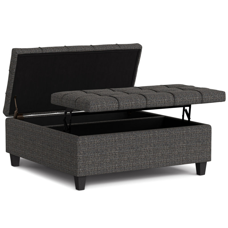 Table basse avec repose-pieds Harrison, Ébène, H 16,5 po x L 40 po x l 40 po