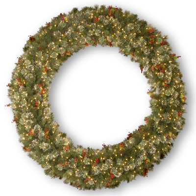Wintry Pine Wreath with Clear Lights