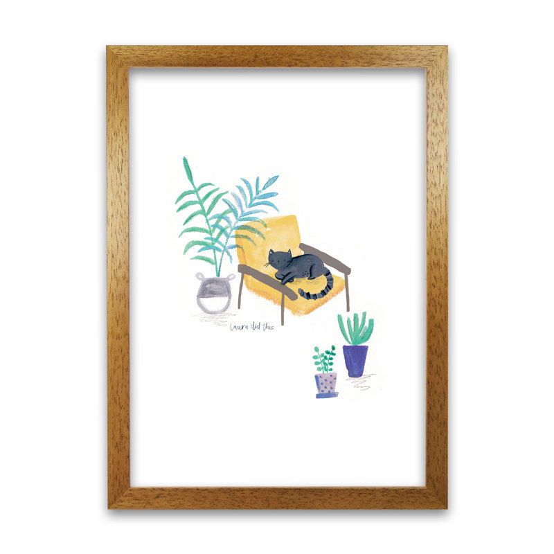 Cay And Scandi Chair by Laura Irwin - Print, 84cm H x 59.4cm W x 3cm D, Oak Framed
