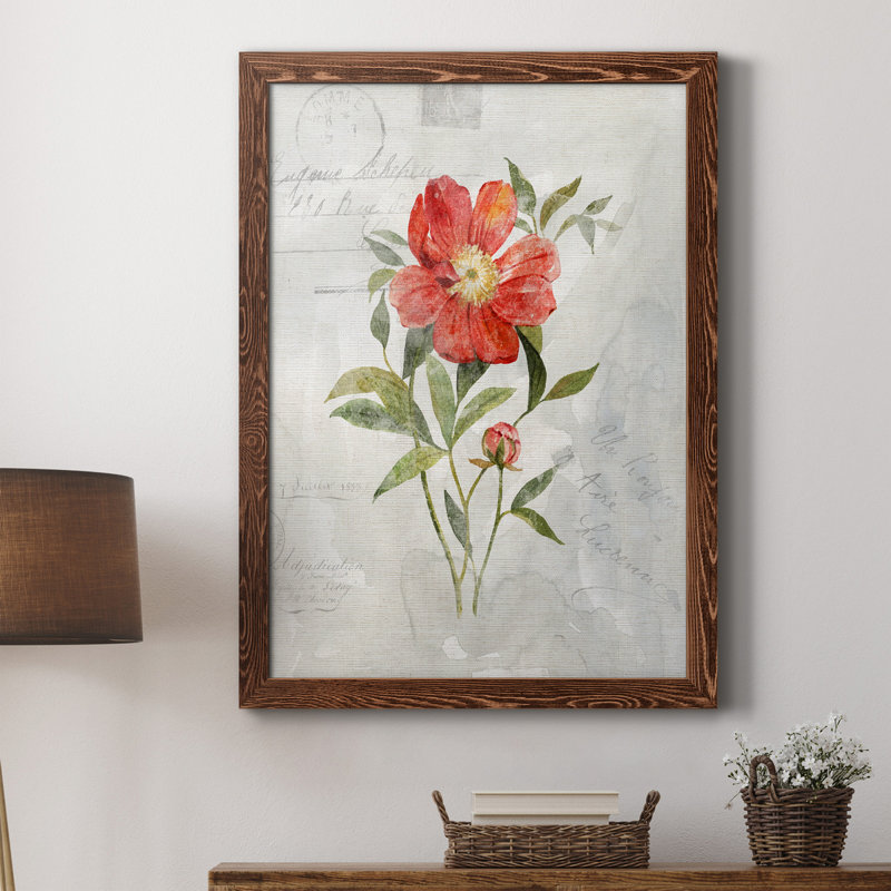 Lin pivoine - peinture sur toile encadrée, Érable, H 31,5 po x l 23,5 po x P 1,5 po