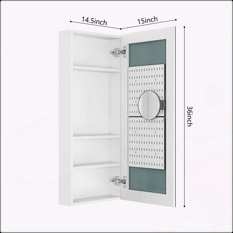 Armoire à pharmacie élégante et élégante avec miroir sans cadre et bords biseautés, 36 po x 15 po