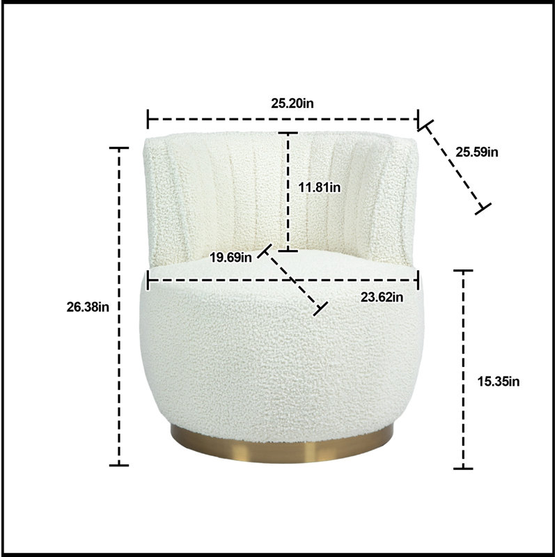 Chaises d'appoint pivotantes tonneau avec siège large, Cream