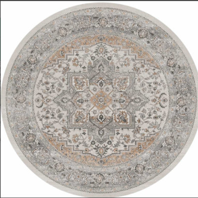 Oriental Round Washable Area Rug Non-Slip Carpet