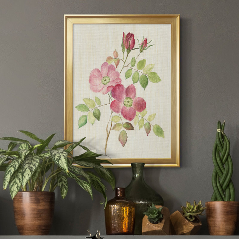«Dusty Rose I», peinture sur toile encadrée, H 22,5 po x l 30,5 po x P 1,5 po, Or