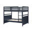 Lit double sur lit superposé de couleur bleu marine, construction, aucune base nécessaire avec cadre en bois, garde-corps-130874068