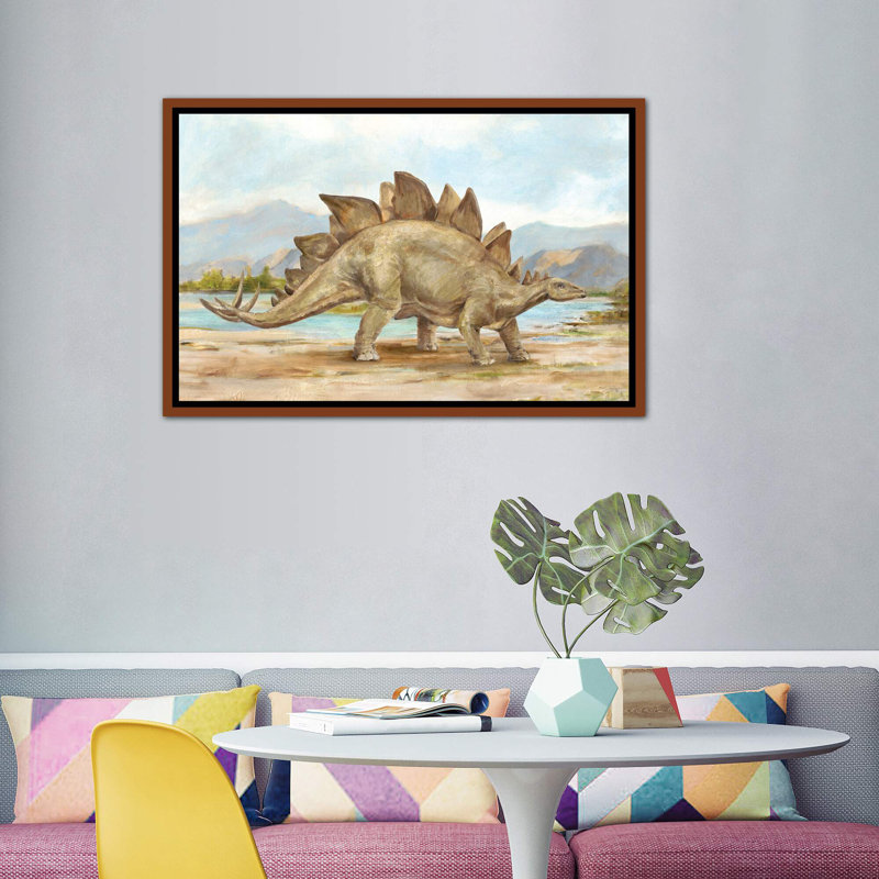 «Dinosaur Illustration I» par Ethan Harper - reproduction, H 40 po x l 60 po x 1,5 po, Toile avec cadre en bois classique