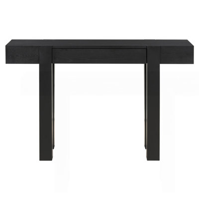 Rustic Minimalist Console Table With Hidden Drawer, Side Power Outlet,Wood Entryway Table For Entryways, Living Rooms And Home Offices(Black)