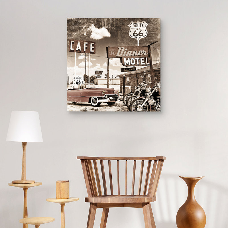 Vintage Road Trip Café - impression sur toile tendue