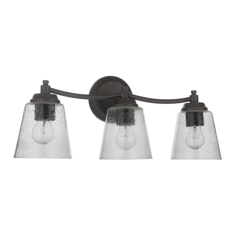 Wyatt 3 - Light Dimmable Vanity Light, Clear Seeded, Flat Black