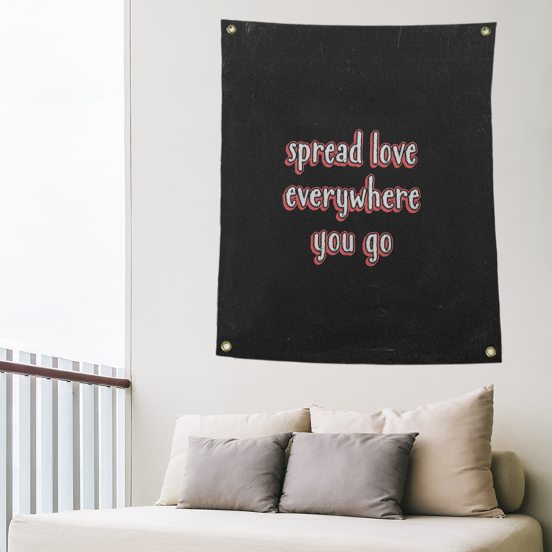 Tapisserie tableau noir en polyester spread quote, H 36 po x l 26 po, Rouge