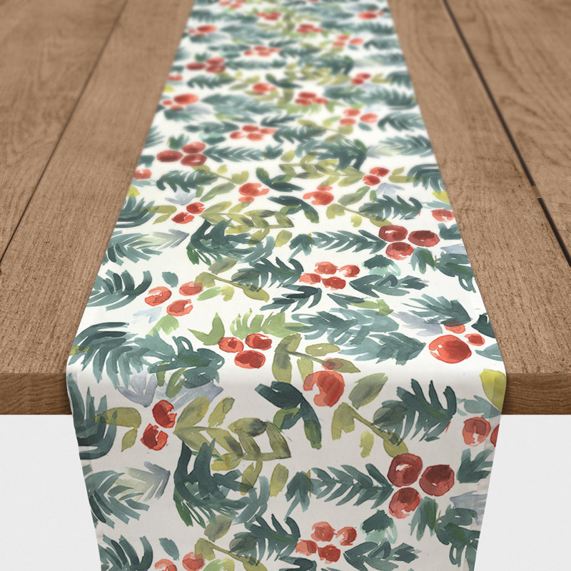Chemin de table aquarelle holly Windsor, L 72 po x l 16 po