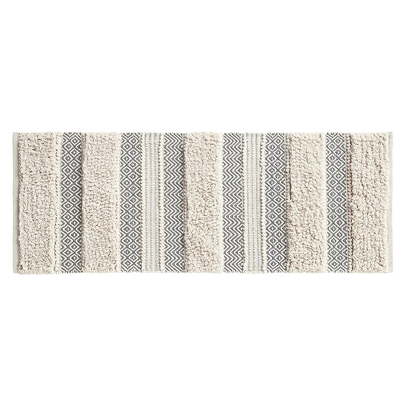 Tapis pour salle de bain à rayures tissées gris 22X58