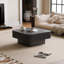 Table basse 31,5 po carrée avec rangement Table d'appoint moderne en placage de bois massif pour salon, chambre à coucher, appartement ou bureau, noir-134890529