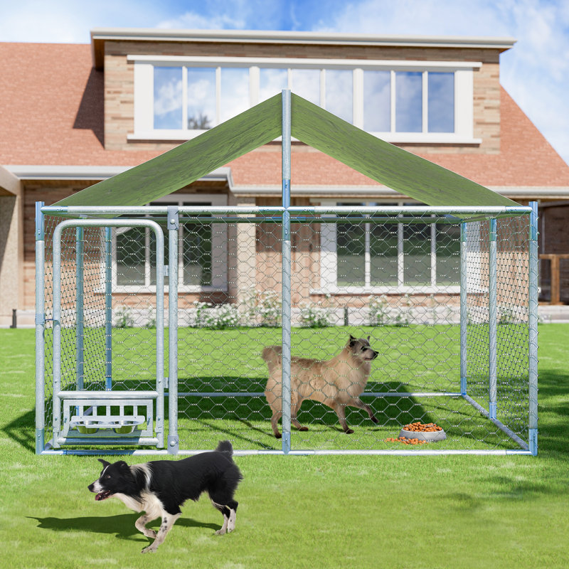Chenil d'extérieur pour chien avec toit, H 63 po x l 90 po x P 90 po