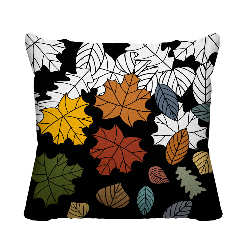 Coussin intérieur / extérieur Collin Maple Leaf, Noir, 17 po x 17 po, Carré