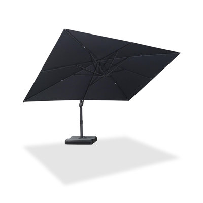 10' × 13' Patio Cantilever Navy Umbrella Outdoor Rectangle Adjustable Offset Navy Umbrellas with 360-degree Rotation and 8 Heavy Duty Metal Ribs for Garden Deck Pool