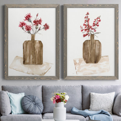 Simply Country I - Ensemble de 2 peintures sur toiles encadrées