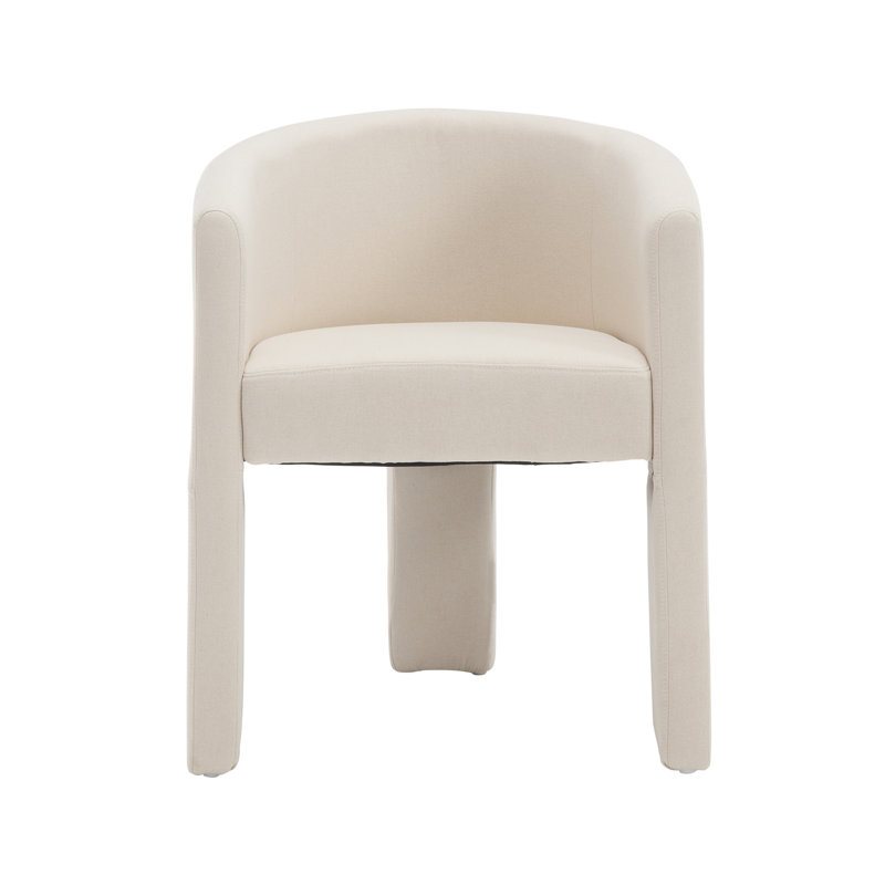 Rafaelof Fully Assembled Solid Wood Barrel Arm Dining Chair , Linen Beige
