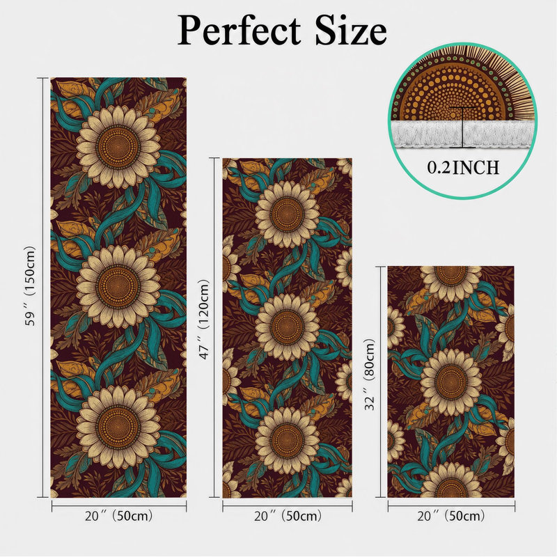Tapis de cuisine tournesol antidérapant lavable