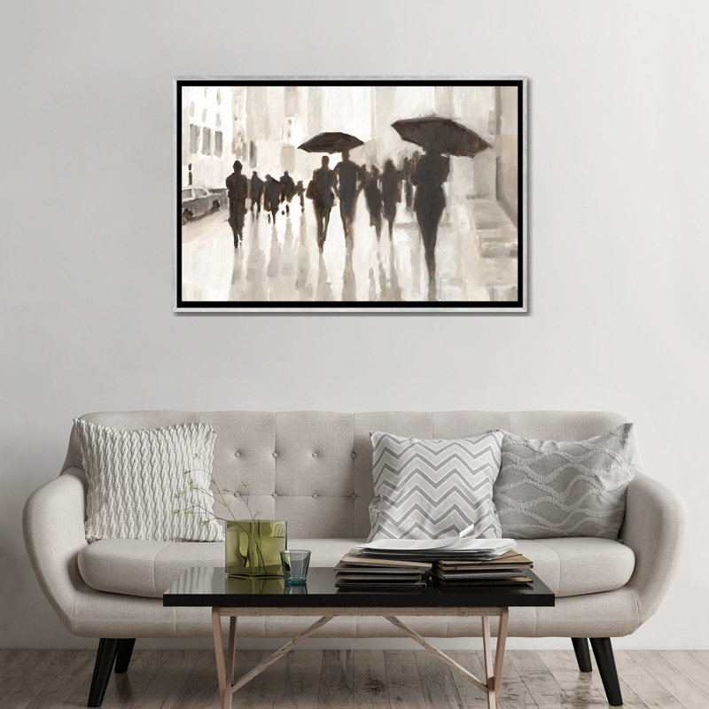 Reproduction d’art, "Clearing Rain" par Ethan Harper, H 32 po x l 48 po x 1,5 po, Toile avec cadre argenté, Pas de tapis