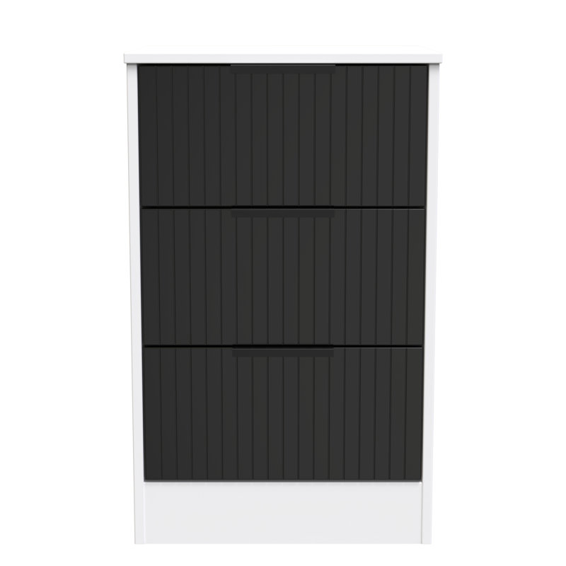 Atsumi 45cm W Manufactured Wood Bedside Table, Deep Black/White Matt
