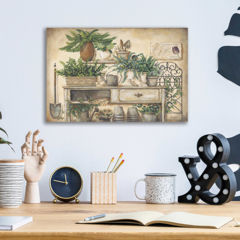 «Potting Bench II» par Pam Britton - impression sans cadre, H 12 po x l 16 po x P 0,13 po