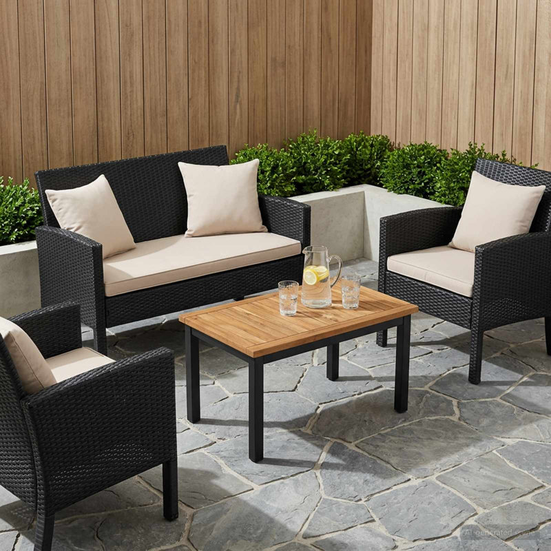 Table Top Solid Acacia Wood Garden Furniture DIY Replacement Tabletop, 2cm H x 80.5cm W x 49cm D, Natural