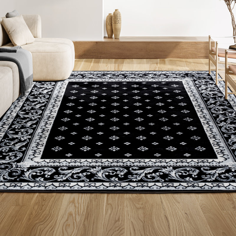 Tapis noir / gris Jaiden, Rectangle 7 pi 8 po x 10 pi